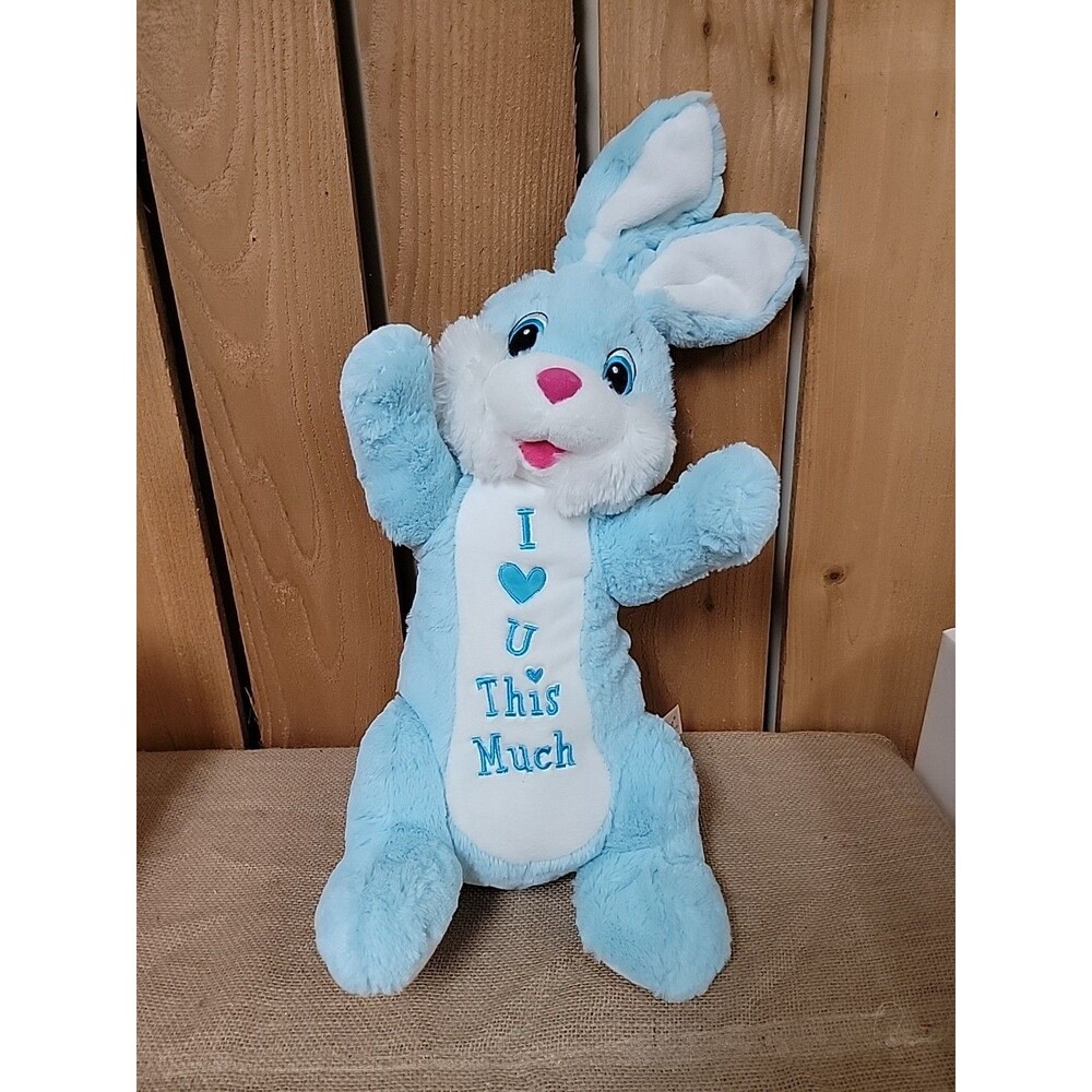 Dan Dee Blue Stuffed Bunny Rabbit I Love You This Much Large Plush Excellent